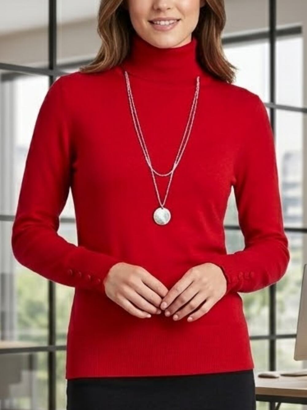 SPENSE KNITS Red Ribbed Turtleneck Sweater NWT Size XL